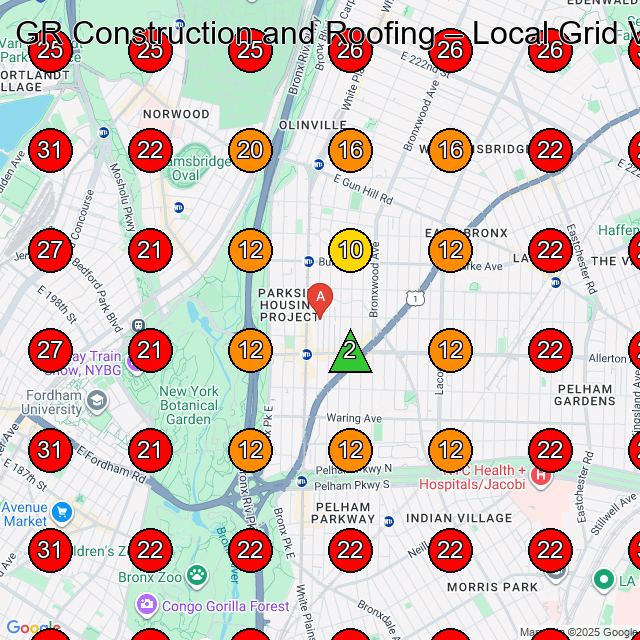 GR Construction and Roofing GeoGrid visibility map for Roofing Contractor in Bronx